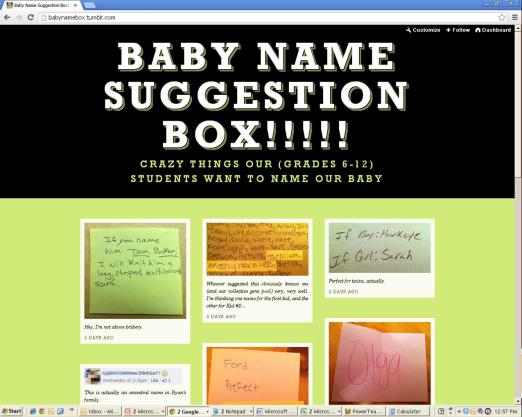 Baby Name Suggestion Box!