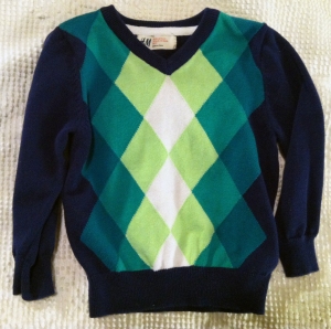 blue and green sweater